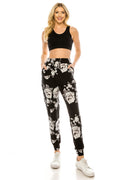 Lean Joggers Black and White Roses With Pockets