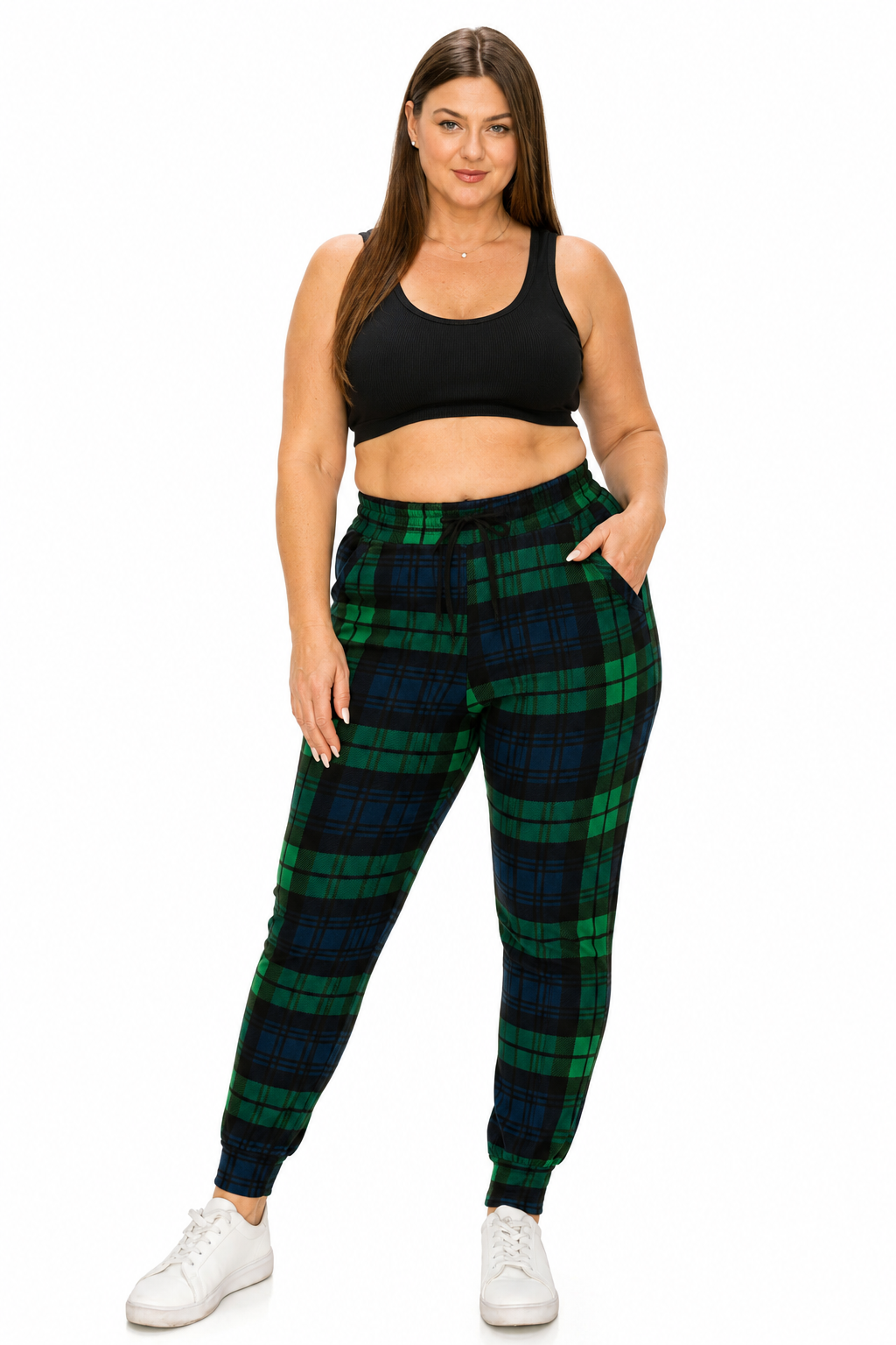 Luscious Joggers Green Tartan with Pockets